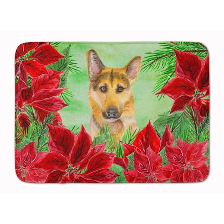 Carolines Treasures German Shepherd No.2 Poinsettas Machine Washable Memory Foam Mat CK1359RUG